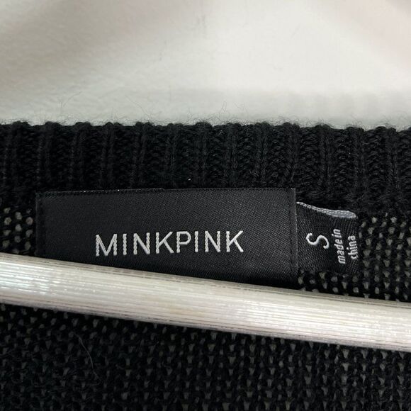 CLEARANCE - MINKPINK Glam Rock Sequin Paillette Oversized Black Knit Sweater - Picture 4 of 7